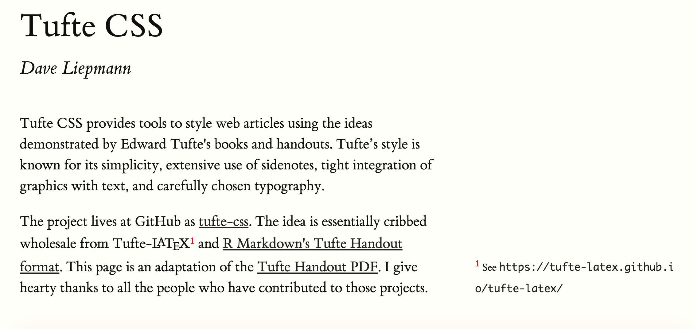 Example of Tufte CSS styling